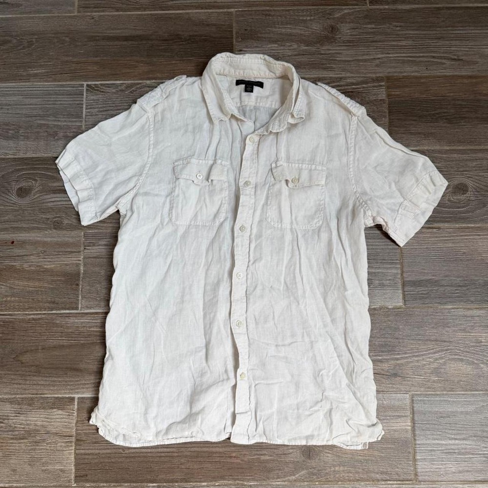 Banana Republic white linen button up shirt size M